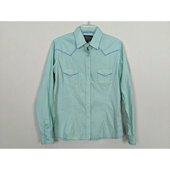 Rough Stock Panhandle slim Women blue blouse S - Picture 12 of 12